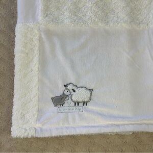 Kyle & Deena Lamb Sheep Baby Blanket White Patchwork Square Kisses and Hugs